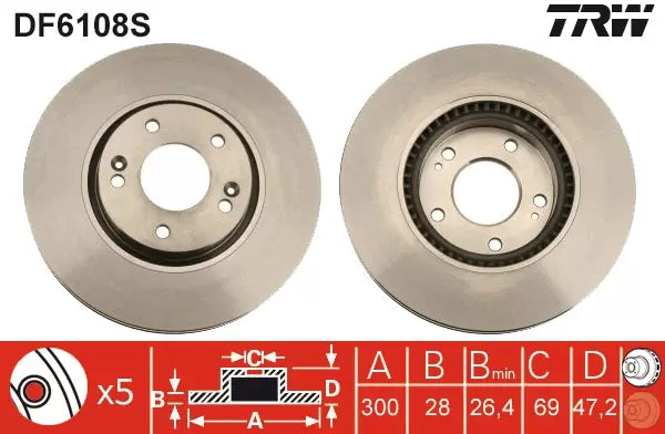 Brake Disc DF6108S - TRW