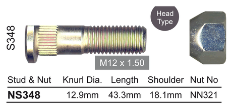 Stud & Nut NS348 - Nice Products | Universal Auto Spares