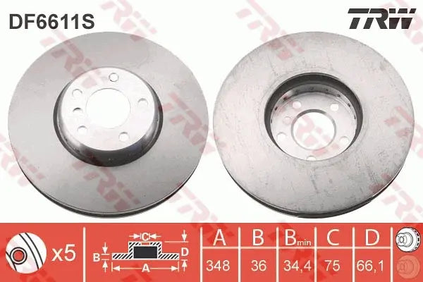 Brake Disc DF6611S - TRW