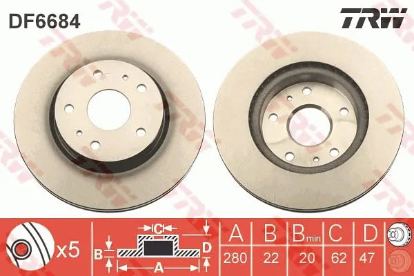 Brake Disc DF6684 - TRW