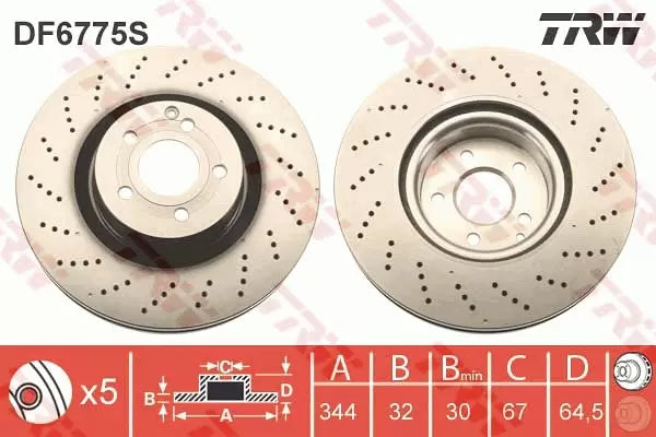Brake Disc DF6775S - TRW