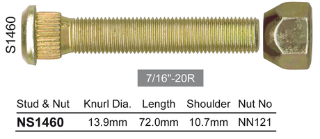 Long Stud & Nut NS1460 - Nice Products | Universal Auto Spares