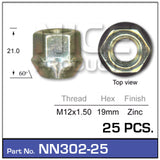 Wheel Nut NN302-25 - Nice Products | Universal Auto Spares