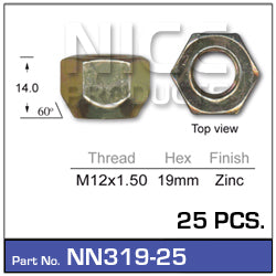 Wheel Nut NN319-25 - Nice Products | Universal Auto Spares
