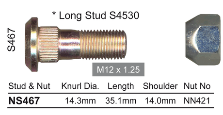 Stud & Nut NS467 - Nice Products | Universal Auto Spares