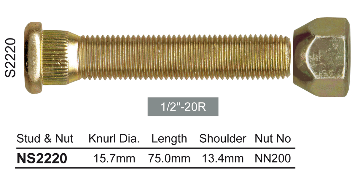 Long Stud & Nut NS2220 - Nice Products | Universal Auto Spares