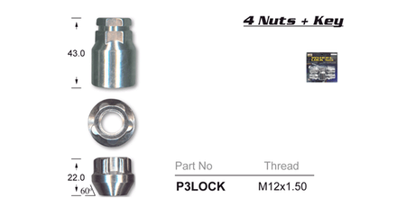 Lock Nuts (set of 4) P3LOCK - Nice Products | Universal Auto Spares