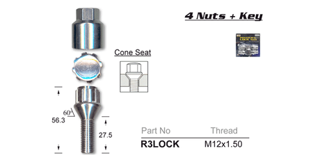 Lock Nuts (set of 4) R3LOCK - Nice Products | Universal Auto Spares