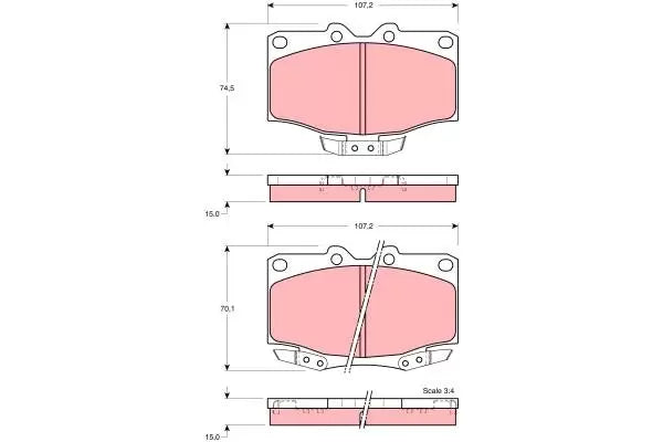 Brake Pad Set, Disc Brake GDB1133DT - TRW