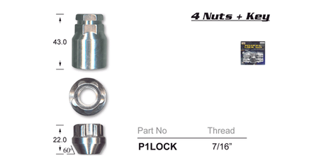 Lock Nuts (set of 4) P1LOCK - Nice Products | Universal Auto Spares