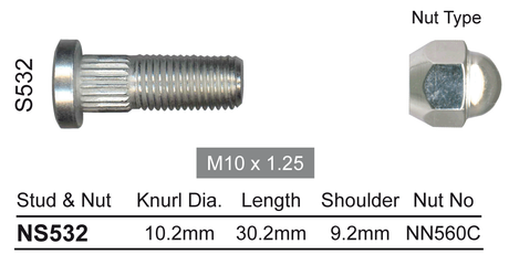 Stud & Nut NS532 - Nice Products | Universal Auto Spares