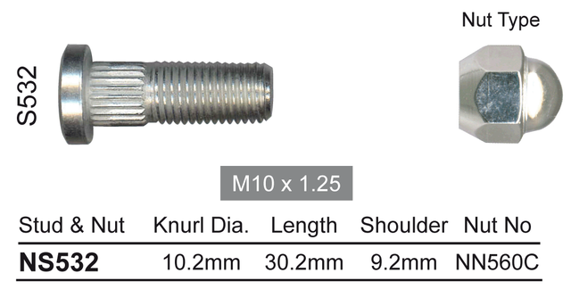 Stud & Nut NS532 - Nice Products | Universal Auto Spares