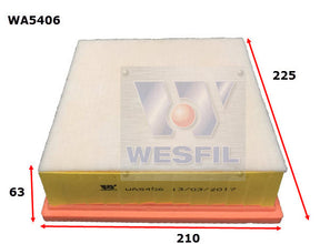 Air Filter A1958 Fits LDV WA5406 - Wesfil