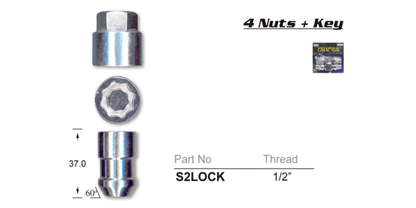 Lock Nuts (set of 4) S2LOCK - Nice Products | Universal Auto Spares