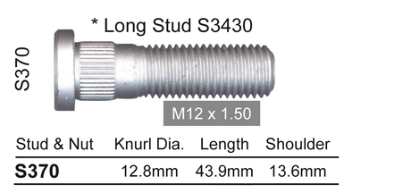 Long wheel stud S370 - Nice Products | Universal Auto Spares