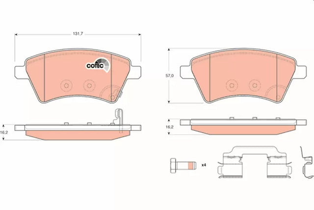 Brake Pad Set, Disc Brake GDB1673 - TRW