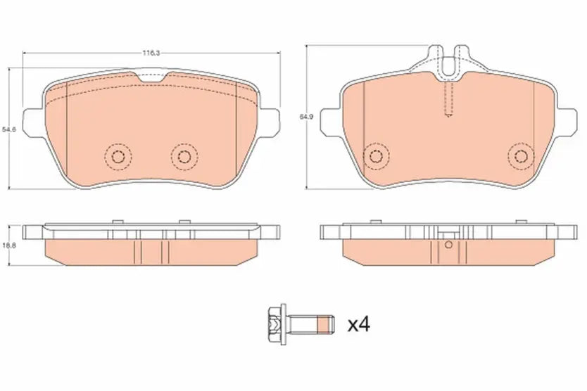 Brake Pad Set, Disc Brake GDB2014 - TRW
