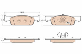 Brake Pad Set, Disc Brake GDB2016 - TRW