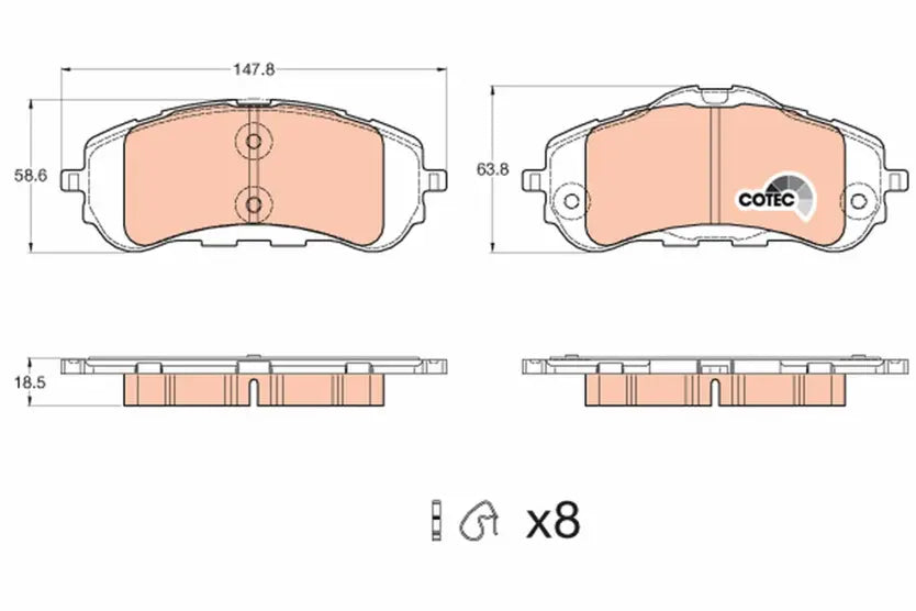Brake Pad Set, Disc Brake GDB2044 - TRW