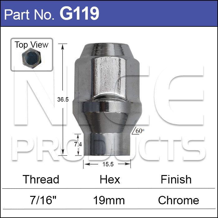 Chrome Nut G119 - Nice Products | Universal Auto Spares