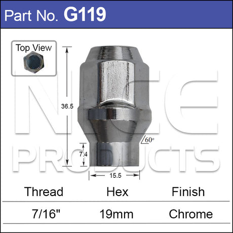 Chrome Nut G119 - Nice Products | Universal Auto Spares