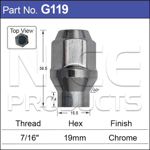 Chrome Nut G119 - Nice Products | Universal Auto Spares