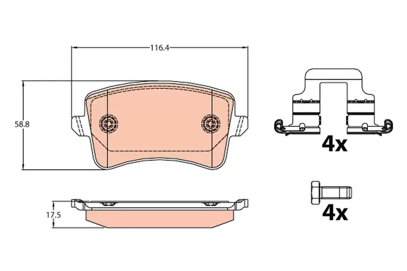 Brake Pad Set, Disc Brake GDB2107 - TRW
