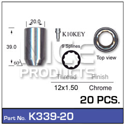 Lock Nuts 20+Key K339-20 - Nice Products | Universal Auto Spares