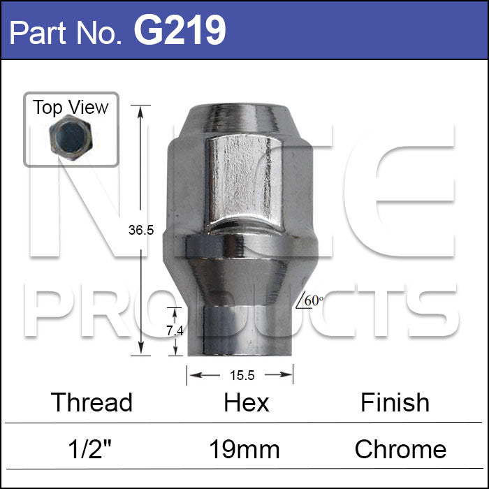 Chrome Nut G219 - Nice Products | Universal Auto Spares