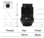 BLACK Wheel Nut PBA419B - Nice Products | Universal Auto Spares
