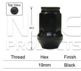 BLACK Wheel Nut PBA419B - Nice Products | Universal Auto Spares