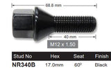 One Piece Stud Black NR340B - Nice Products | Universal Auto Spares