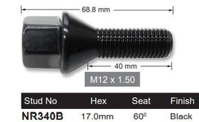 One Piece Stud Black NR340B - Nice Products | Universal Auto Spares
