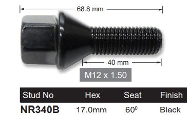 One Piece Stud Black NR340B - Nice Products | Universal Auto Spares