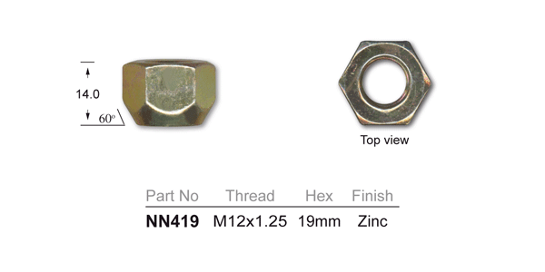 Wheel Nut Gold Open Ended NN419 - Nice Products | Universal Auto Spares