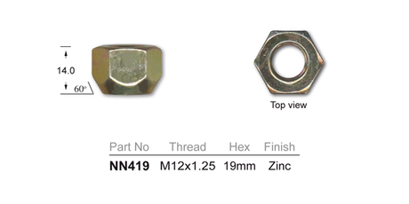Wheel Nut Gold Open Ended NN419 - Nice Products | Universal Auto Spares