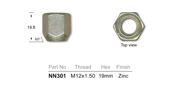 Wheel Nut Gold Tapered Fits Holden NN301 - Nice Products | Universal Auto Spares