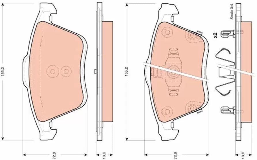 Brake Pad Set, Disc Brake GDB340 - TRW