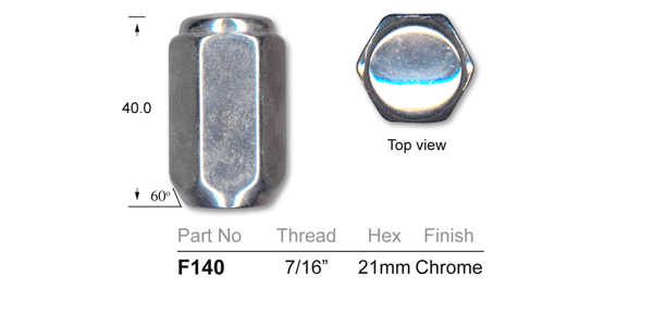 Chrome Nut F140 - Nice Products | Universal Auto Spares
