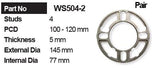 Wheel Spacer (2) WS504-2 - Nice Products | Universal Auto Spares