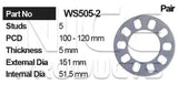 Wheel Spacer (2) WS505-2 - Nice Products | Universal Auto Spares