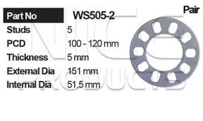 Wheel Spacer (2) WS505-2 - Nice Products | Universal Auto Spares