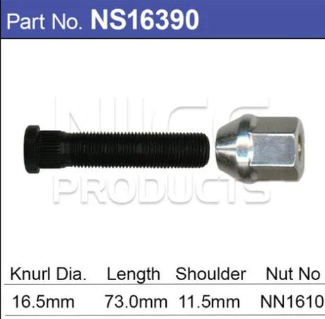 Long Stud & Nut NS16390 - Nice Products | Universal Auto Spares