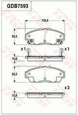 Brake Pad Set, Disc Brake GDB7593DT - TRW