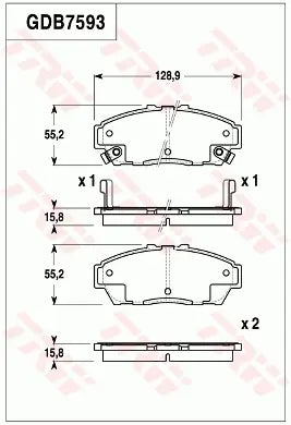 Brake Pad Set, Disc Brake GDB7593DT - TRW