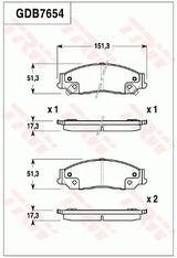 Brake Pad Set, Disc Brake GDB7654DT - TRW