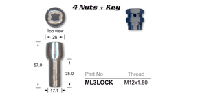 Lock Nuts (set of 4) ML3LOCK - Nice Products | Universal Auto Spares