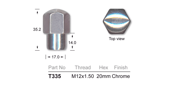 Chrome Nut T335 - Nice Products | Universal Auto Spares