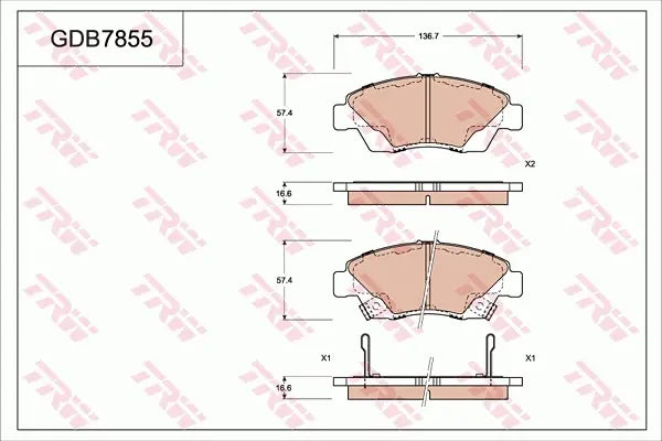 Brake Pad Set, Disc Brake GDB7855DT - TRW