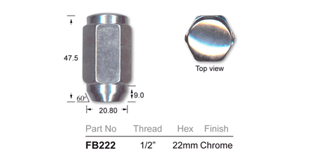 Chrome Nut FB222 - Nice Products | Universal Auto Spares